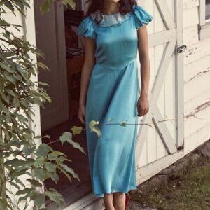 Doen Paulina silk dress in blue topaz small